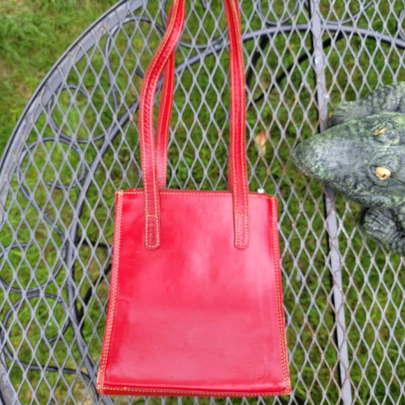 Vintage Women's Western Red Hand Tooled Leather Purse Bag - Picture 14 of 15